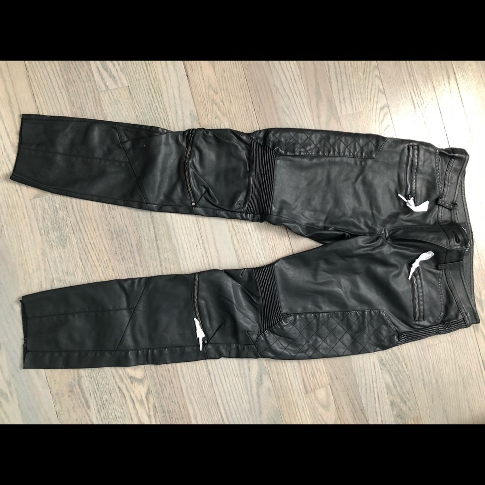 HOT Zara Faux Leather Biker Slim Pants